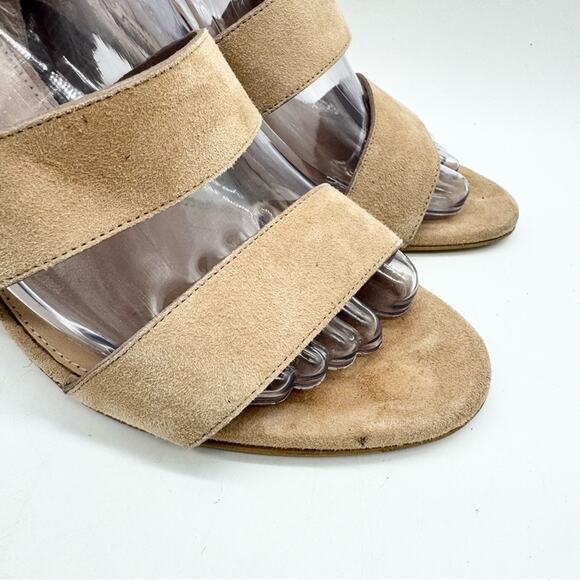 J. Crew Aubrey Mid-Heel Sandals Cream Suede Sz 7 Office Preppy Cocktail Minimal - Picture 4 of 11